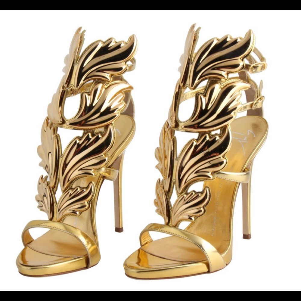 Giuseppe Zanotti Gold Coline Wings 110mm Sandals